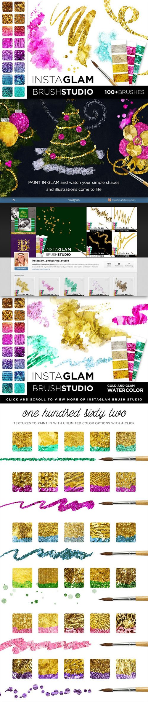 InstaGlam Brush Studio: Gold + Glam - Creativemarket 97212