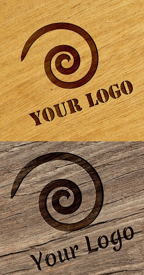 Logo Mock-ups - Wood Style - Creativemarket 5276