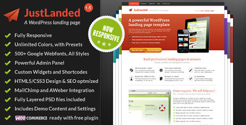 ThemeForest - JustLanded v1.5.3 - WordPress Landing Page