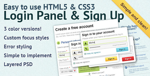 CodeCanyon - Easy to use HTML5 & CSS3 Login Panel v1.1