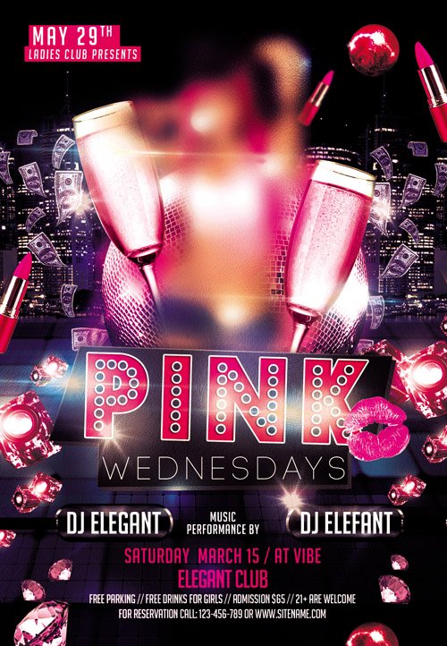 Club Flyer PSD Template - Pink Party