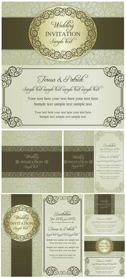 Wedding Invitation Vector Vintage Backgrounds