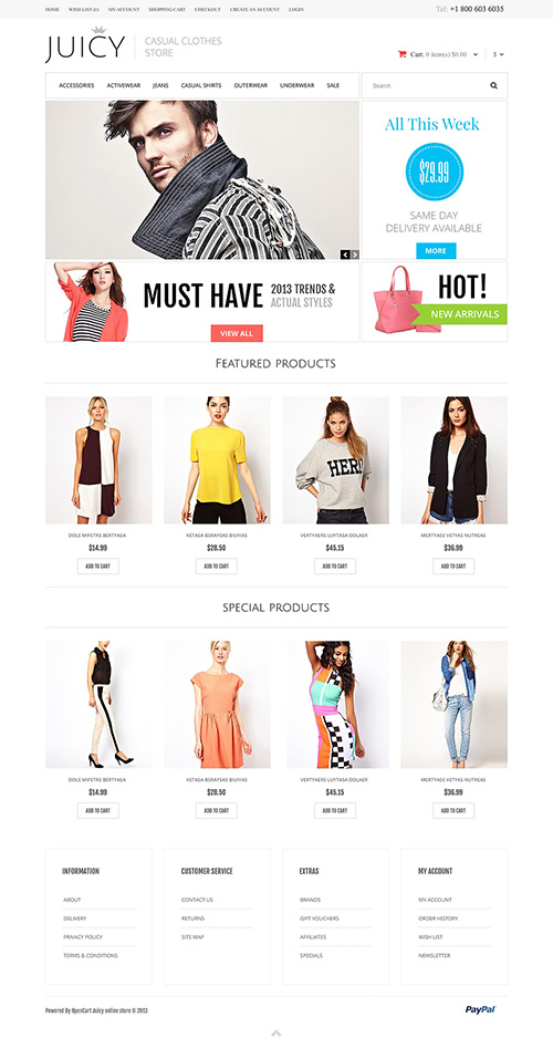 TemplateMonster - Responsive Casual Clothes Store OpenCart Template