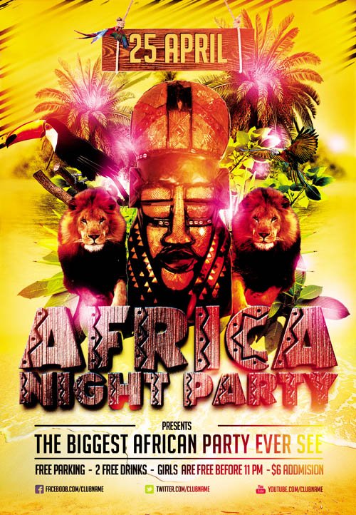 Flyer Template - Africa Night Party plus FB Cover