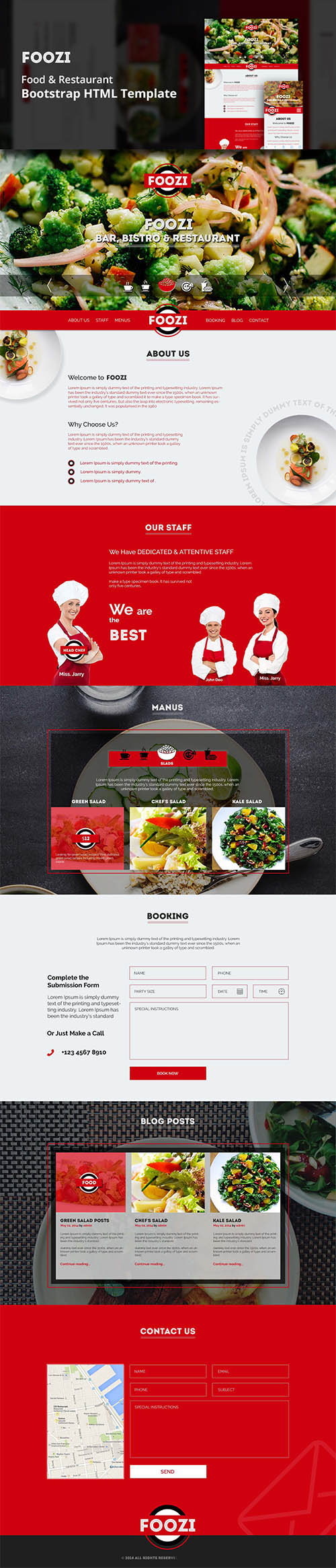 HTML/PSD Web Template - Foozi - Food & Restaurant Bootstrap Theme