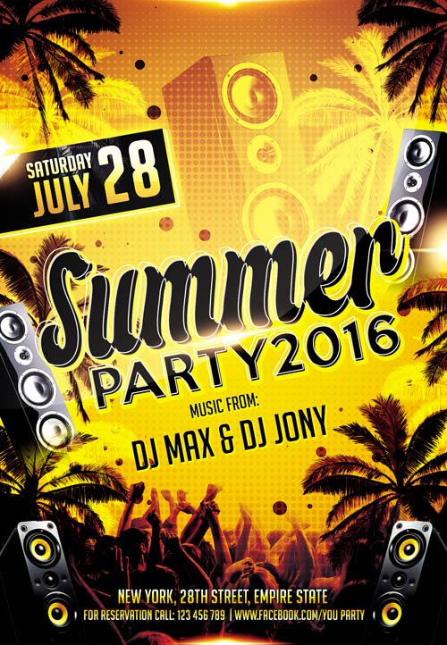 Flyer PSD Template - Summer party 2016 Facebook Cover