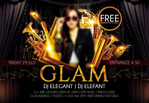 Flyer PSD Template - Glam Party Horizontal Facebook Cover