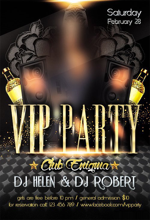 Flyer PSD Template Vip Party + Facebook Cover