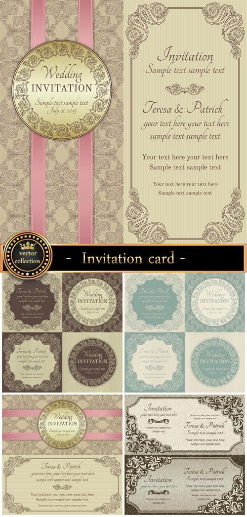 Vector invitation card in old-fashioned style » NitroGFX - Download
