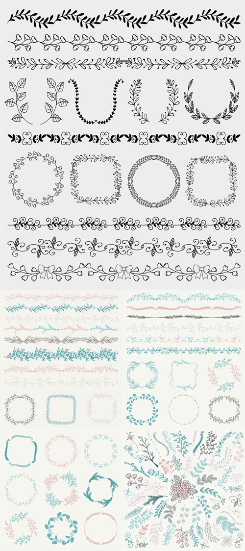 Vector Hand Sketched Seamless Borders and Frames
