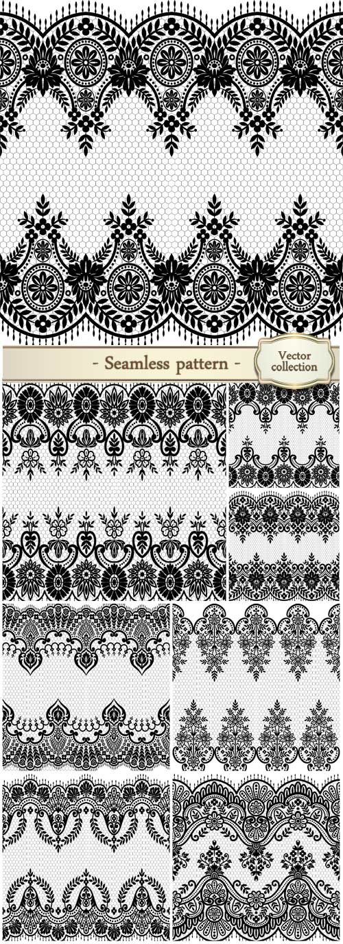 Lace black seamless pattern