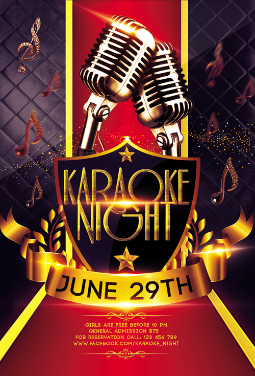 Flyer PSD Template - Karaoke + Facebook Cover