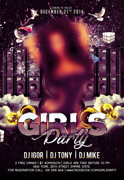 Flyer PSD Template - Girls Night + Facebook Cover