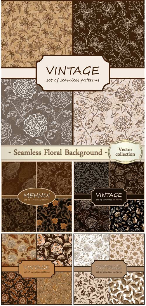 Seamless vintage floral background collection