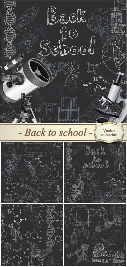 Back to school doodles on a blackboard