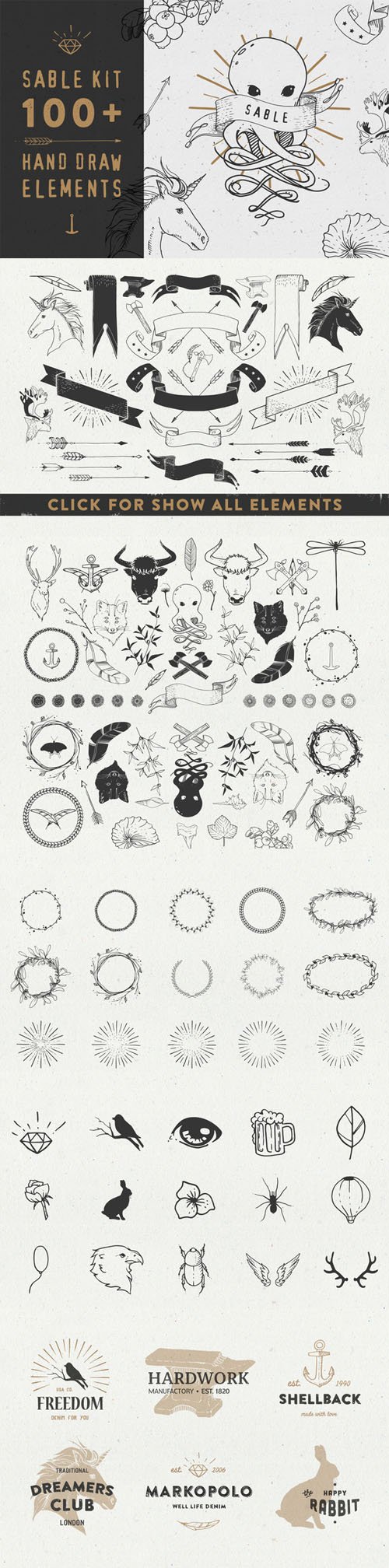 Sable Kit - hand drawn collection - Creativemarket 47469
