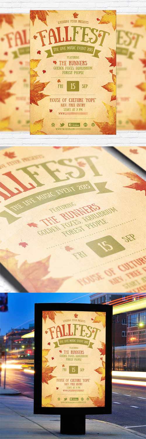 Flyer Template PSD - Fall Festival + Facebook Cover