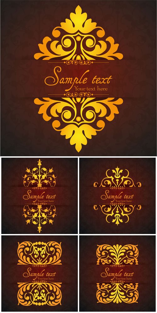 Vintage ornament template with pattern and decorative frame