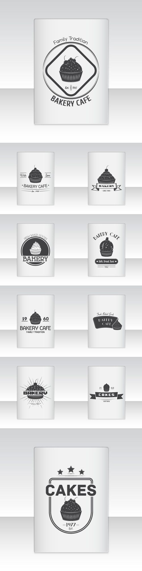 Vector Set - Bakery cafe labels logos and badges