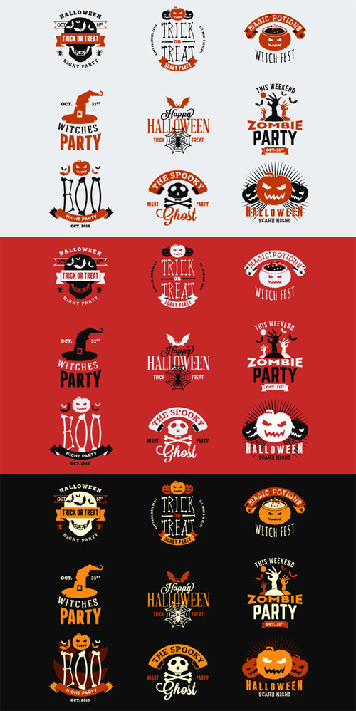 Vector Set of Happy Halloween Badges