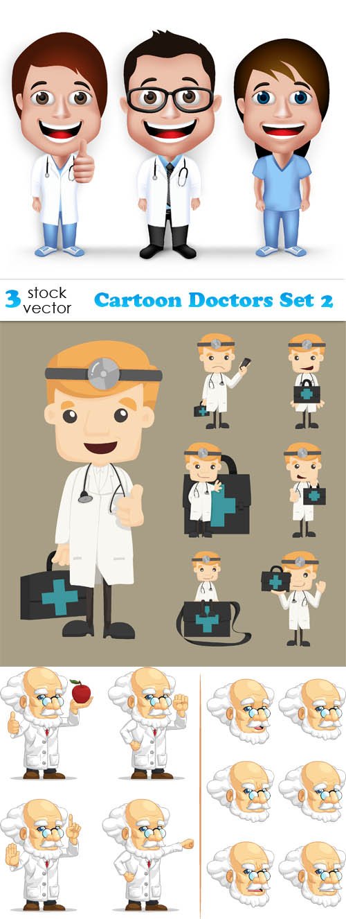 Vectors - Cartoon Doctors Set 2