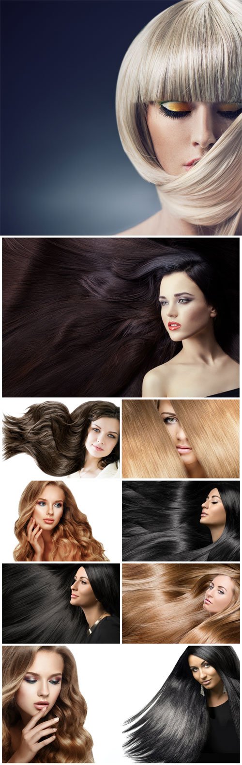 Girls with luxurious long hair - Stock photo