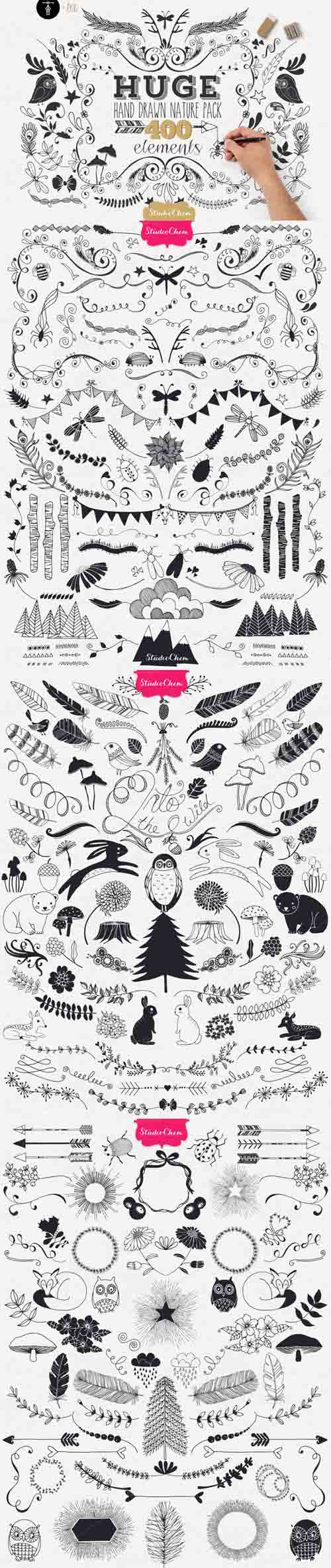 CM - HUGE Hand drawn Nature Pack Elements