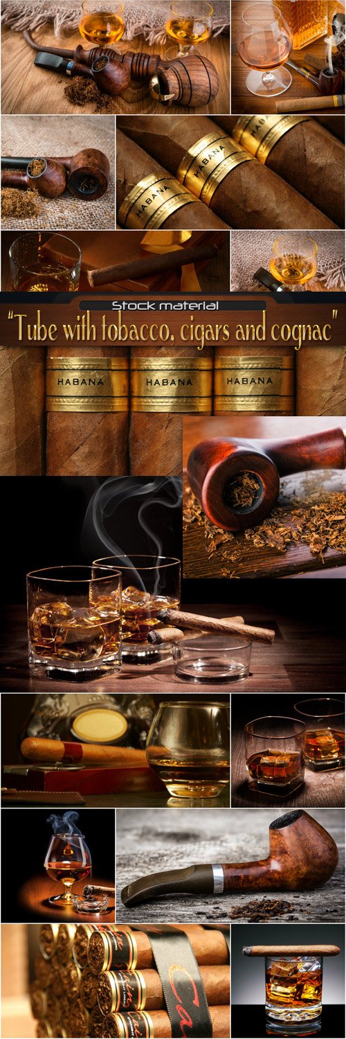 Tube with tobacco, cigars and cognac