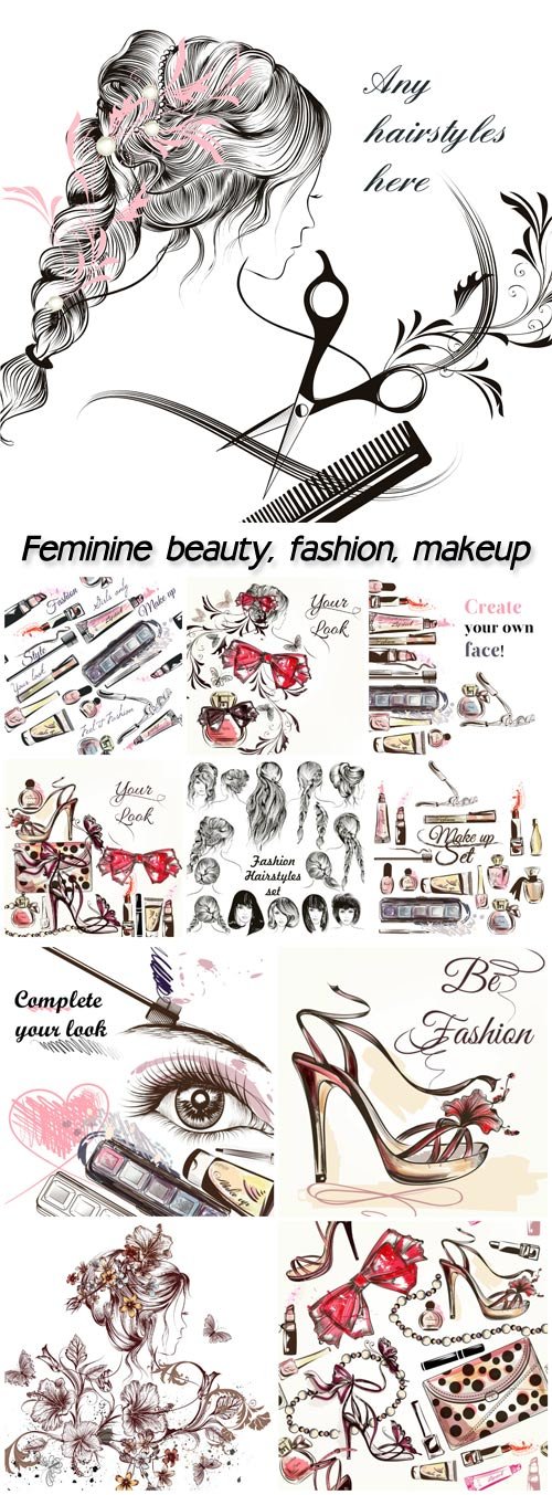 Female beauty, fashion, makeup