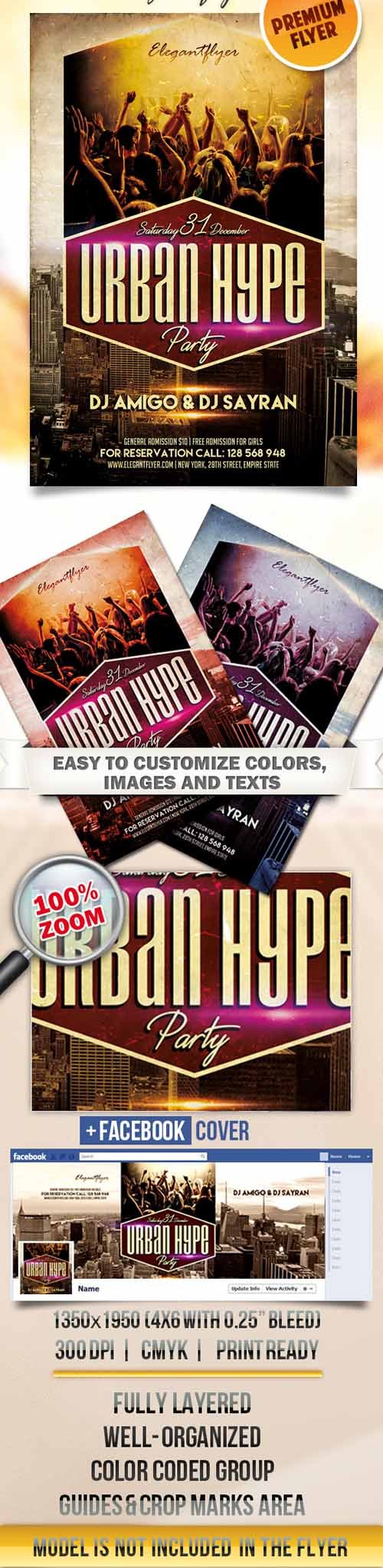 Flyer PSD Template - Urban Hype + Facebook Cover