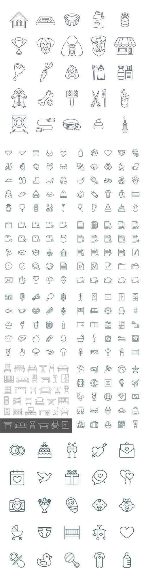 Vector Different Line Icons Collection 10 EPS