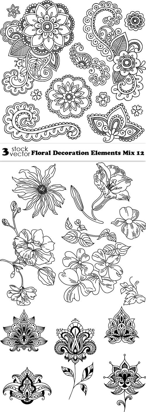 Vectors - Floral Decoration Elements Mix 12