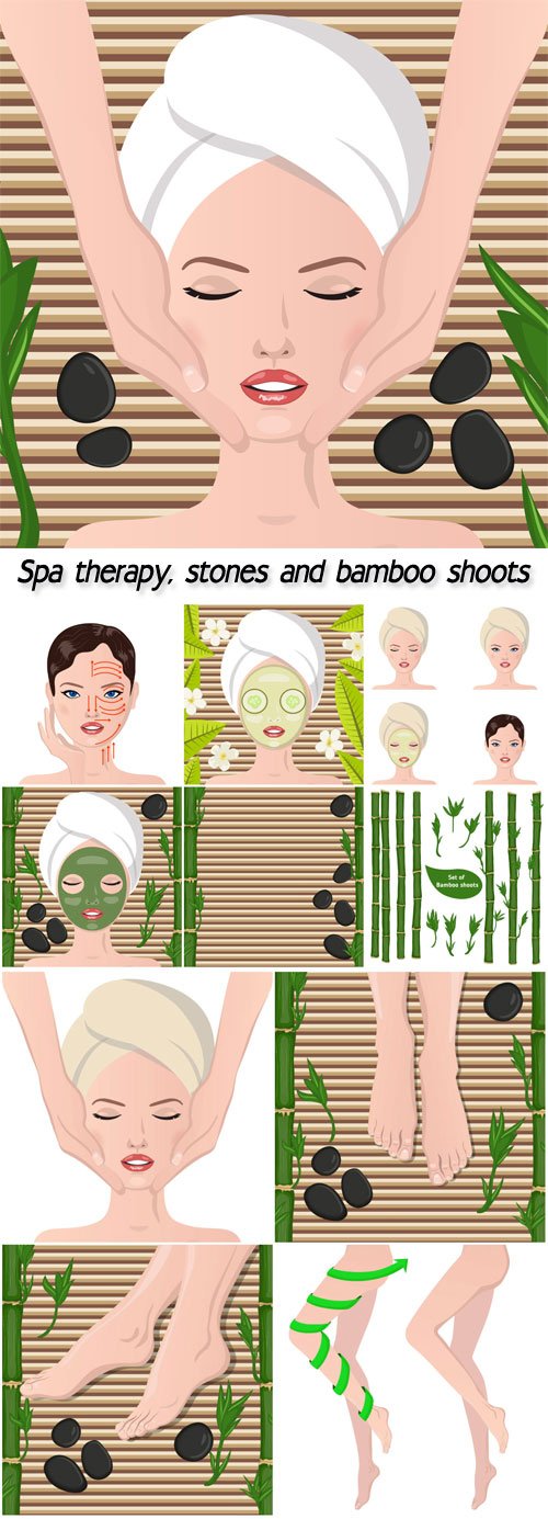 Spa therapy, stones and bamboo shoots