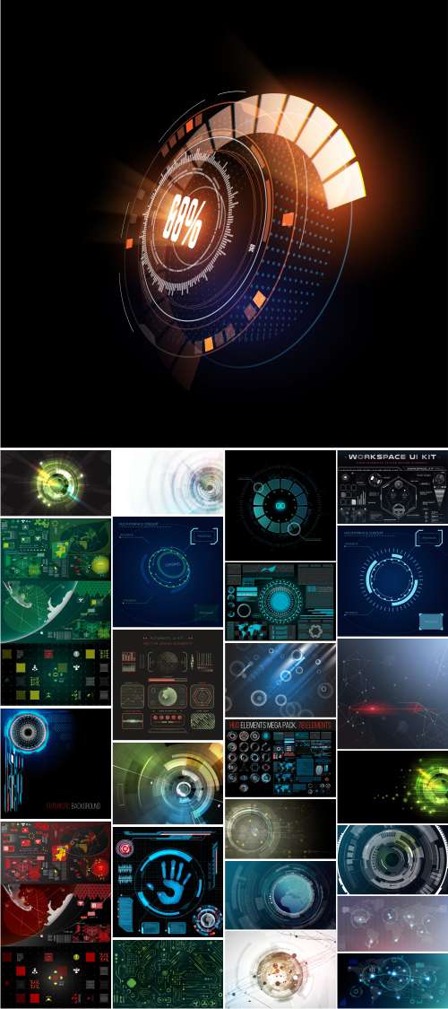 Futuristic HUD Background. Modern GUI warfare. Infographics HUD. Space - 25x EPS