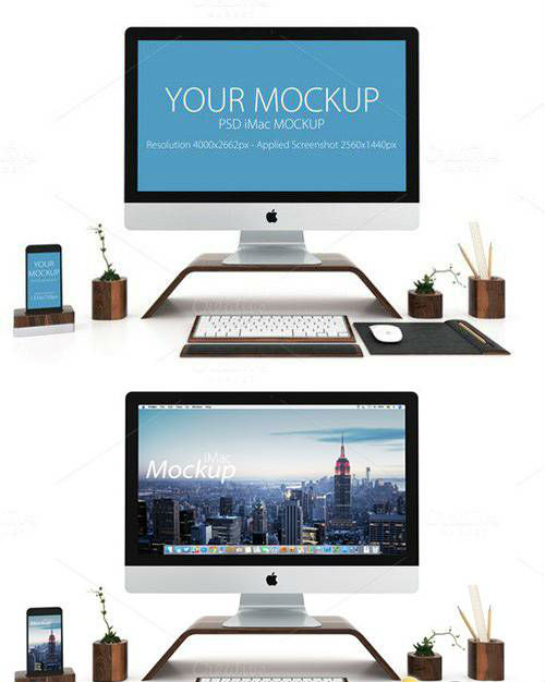 iMac and iPhone mockup in white 524561