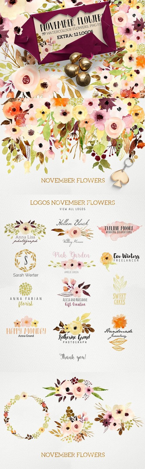 Logos and November Flowers - Creativemarket 429313