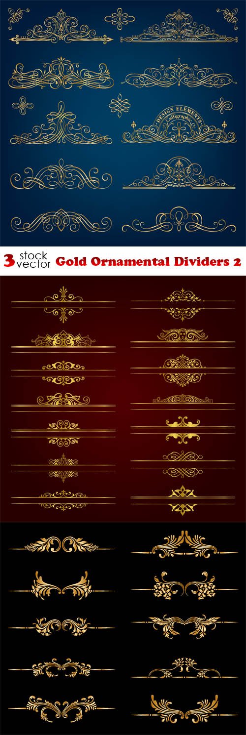 Vectors - Gold Ornamental Dividers 2