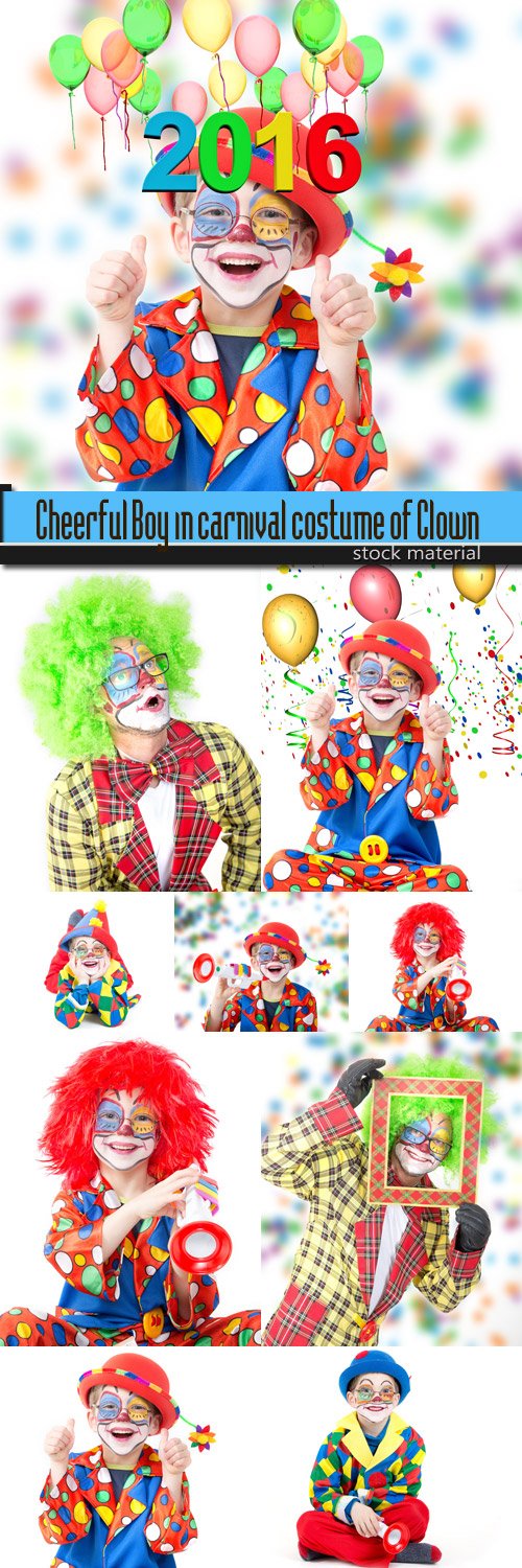 Cheerful Boy in carnival costume of Clown