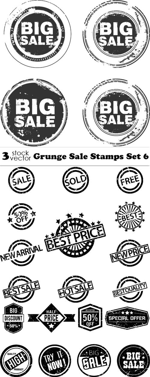 Vectors - Grunge Sale Stamps Set 6