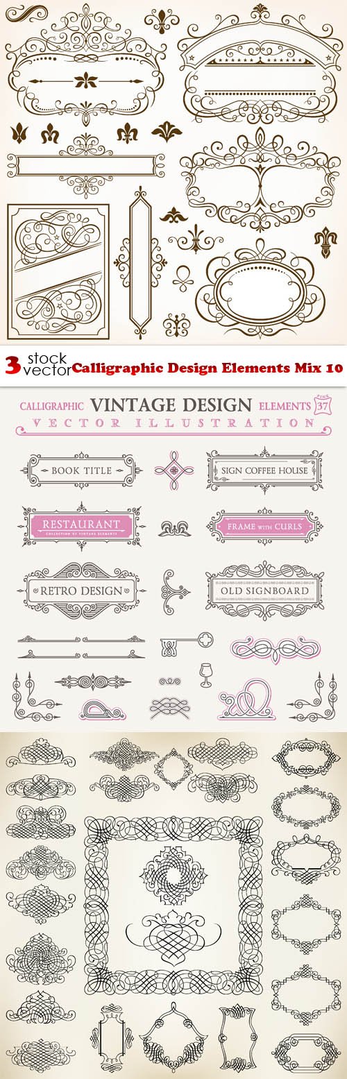 Vectors - Calligraphic Design Elements Mix 10