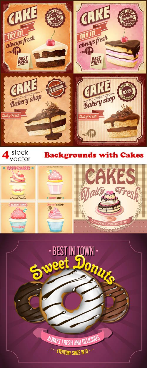 Vectors - Backgrounds with Cakes