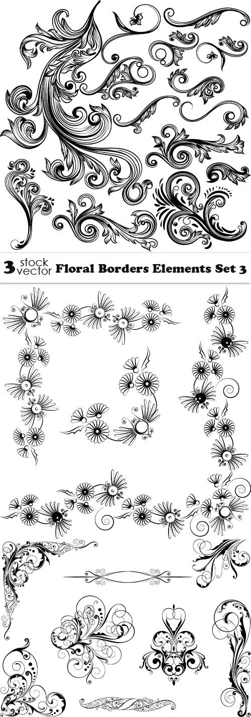 Vectors - Floral Borders Elements Set 3