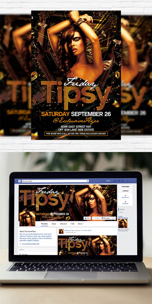 Flyer Template - Tipsy Fridays + Facebook Cover