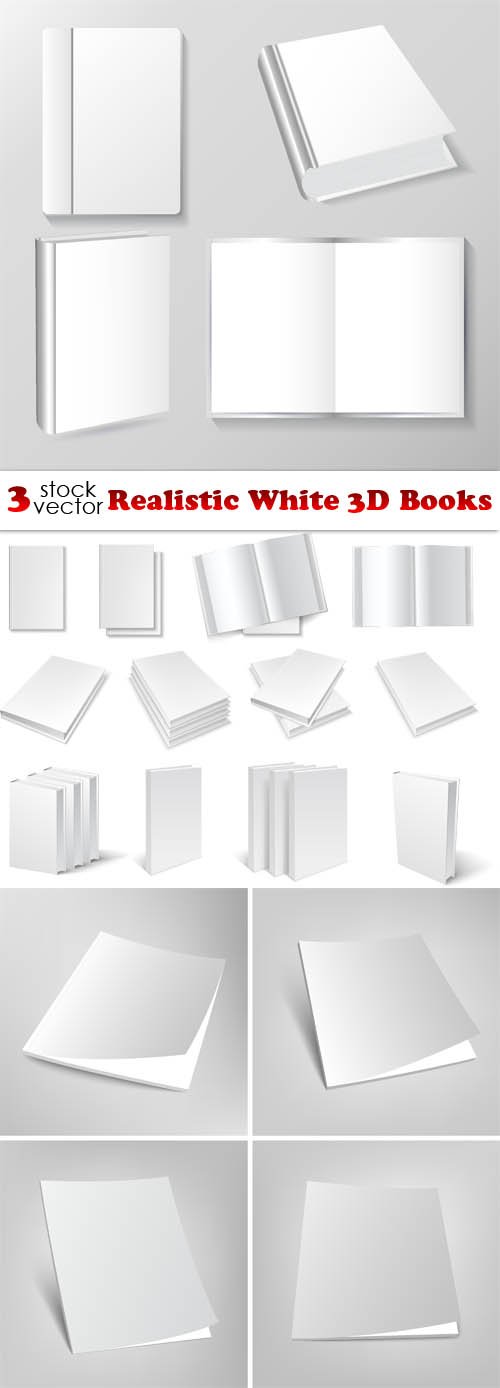 Vectors - Realistic White 3D Books