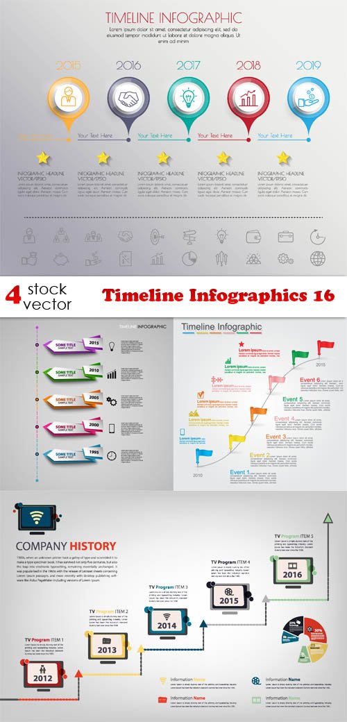 Vectors - Timeline Infographics 16