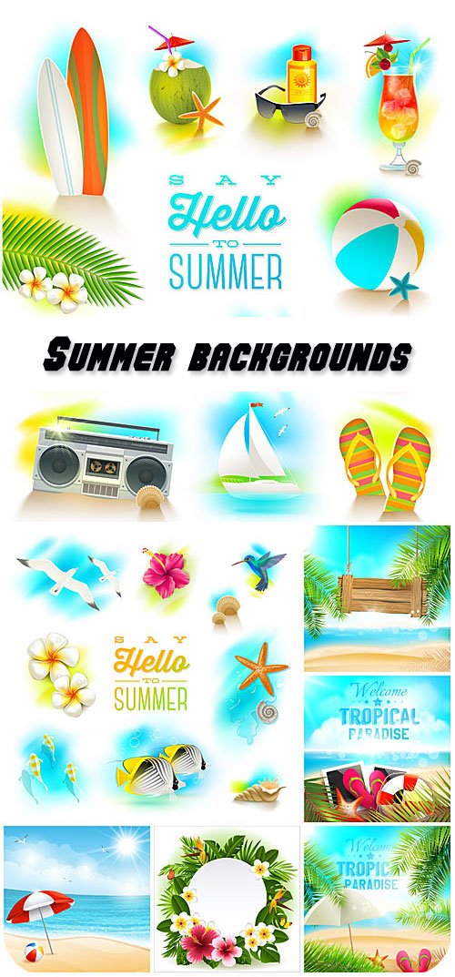 Marine elements in the vector summer backgrounds