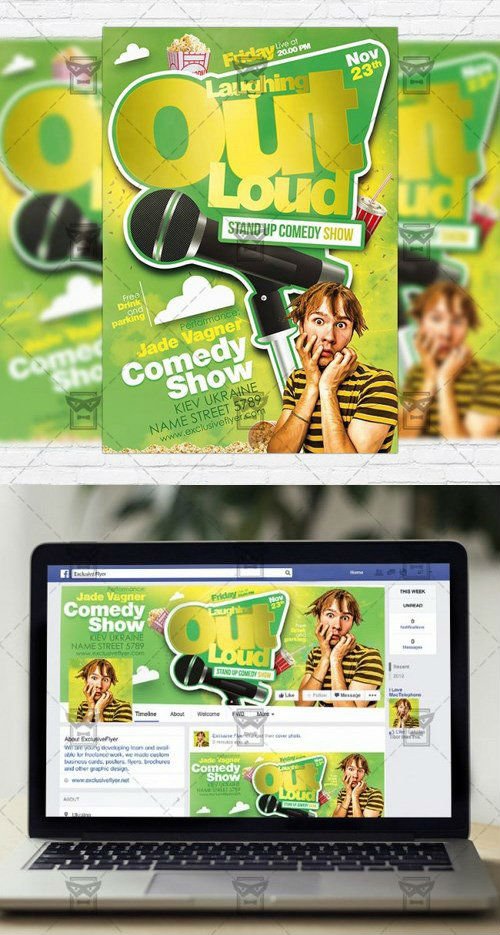 Flyer Template Comedy Show + Facebook Cover