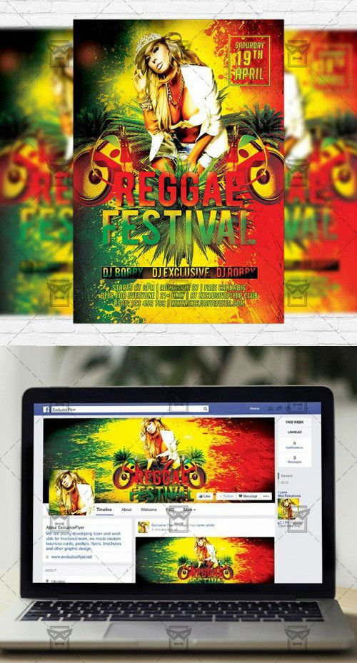 Flyer Template Reggae Festival + Facebook Cover