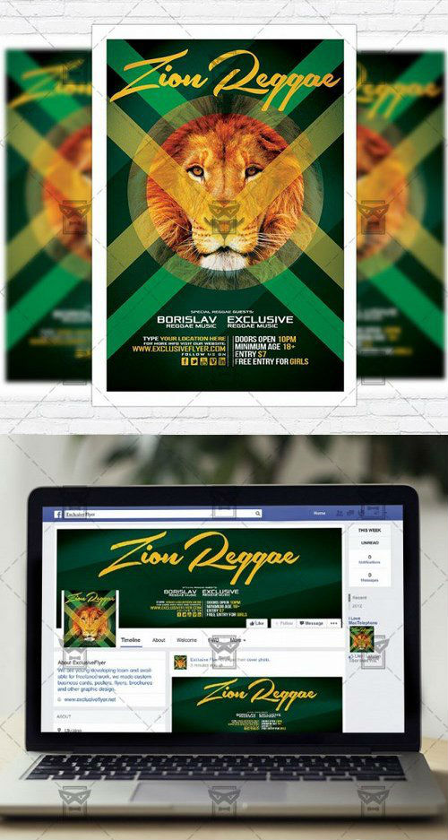 Flyer Template Zion Reggae + Facebook Cover