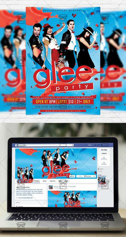 Flyer Template Glee Party + Facebook Cover